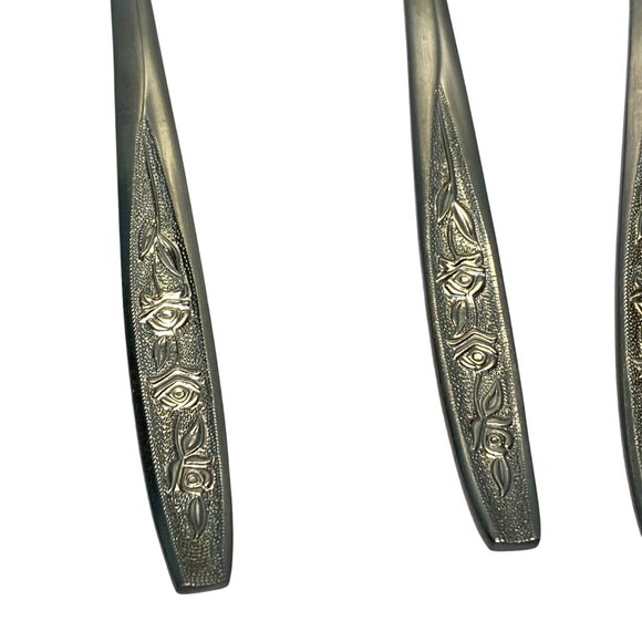 Vintage Ecko Eterna Stainless Steel Serving Pieces Silverware Set of 4 Floral - Picture 3 of 8
